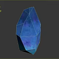Natural Wood Stone Blue Polyhedron Sculpture With Cracked Surface And Reflective Base