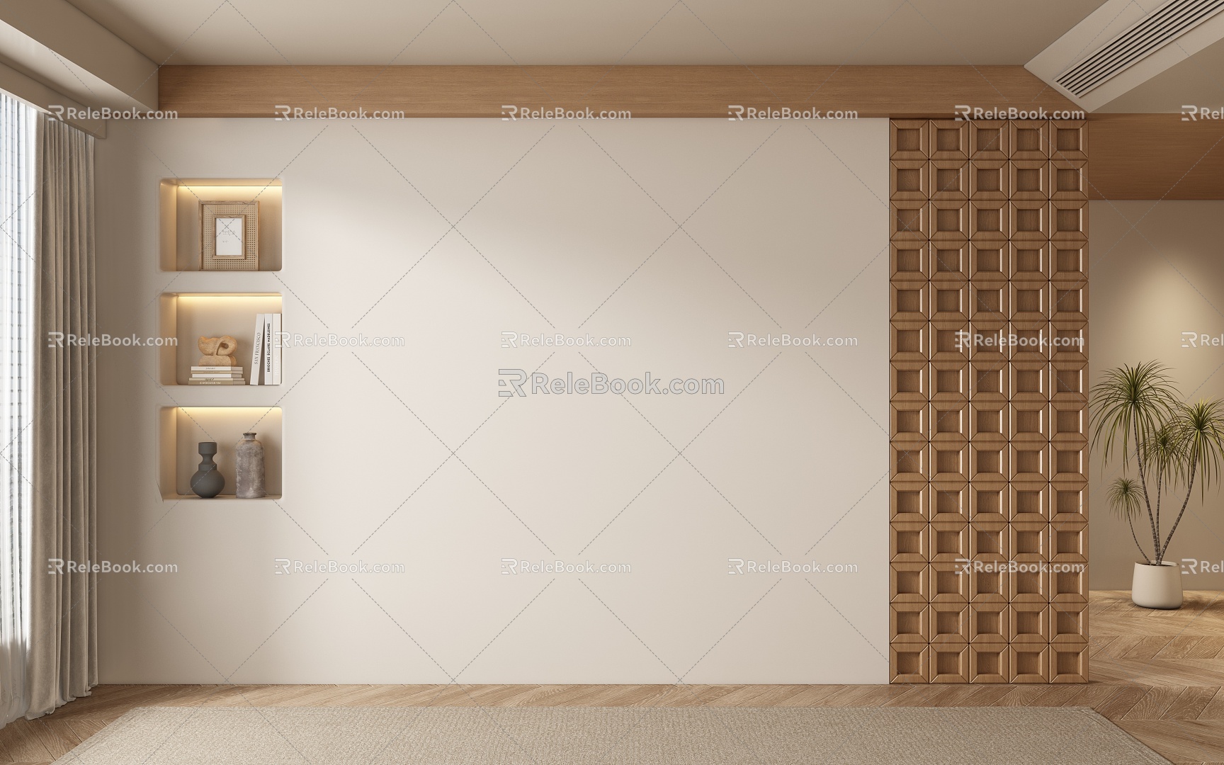 Quiet Restaurant Tea Room Living Room Background Wall 3d model