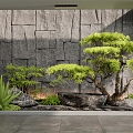 Modern Indoor Plants Landscaping Courtyard Sketches Patio Landscape Stone Plant Combination Flowers and Plants Duenting Step 3d model