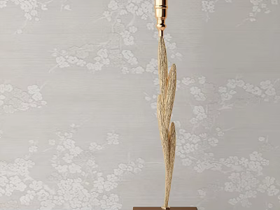 Modern Golden Leaf Decorative Ornament Set with Wooden Base for Home Interior Decor 3d model