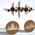 Abstract Geometric Wall Decor with Circular Mountain Patterns and Brown Accents 3d model