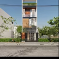 Modern Single Family House Exterior With White Facade Large Windows And Green Trees