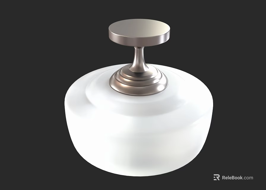 Modern White Ceiling Light With Metal Top And Smooth Glass Shade 3d model 