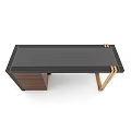 Modern Luxury Dining Table With Gold Metal Legs And Elegant Walnut Side Storage Cabinet