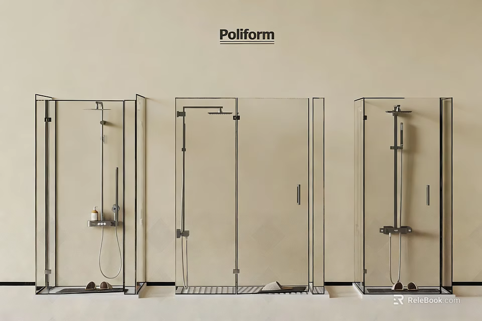 Modern Glass Shower Enclosures With Sleek Shower Heads And Transparent Design 3d model 