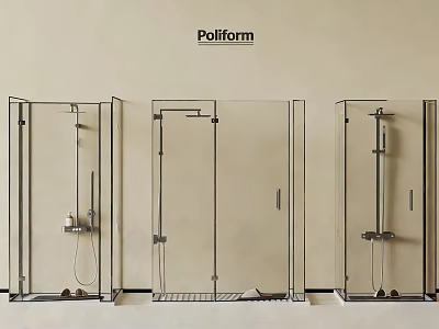 Modern Glass Shower Enclosures With Sleek Shower Heads And Transparent Design 3d model
