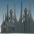 Gothic Style Building Exterior Wall With Tall Spires Pointed Tops And Intricate Decorations