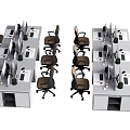 Modern Office Workspace With Multiple Desks Ergonomic Chairs And Potted Plants