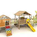 Modern Slide Wooden Slide Amusement Equipment Children Slide Crawl 3d model