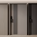 Three Modern Hinged Doors With Light Wood Gray Dark Gray Vertical Panel And Black Handles
