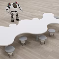 Modern wind science and technology kindergarten exploration room science room table and chair combination 3d model