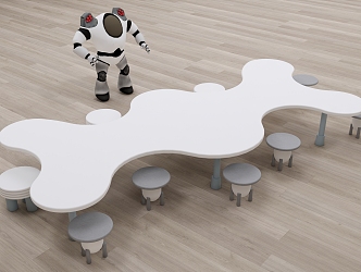 Modern wind science and technology kindergarten exploration room science room table and chair combination 3d model