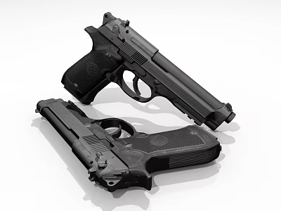 Black Tactical Pistols With Modern Design And Sleek Metal Finish Construction 3d model