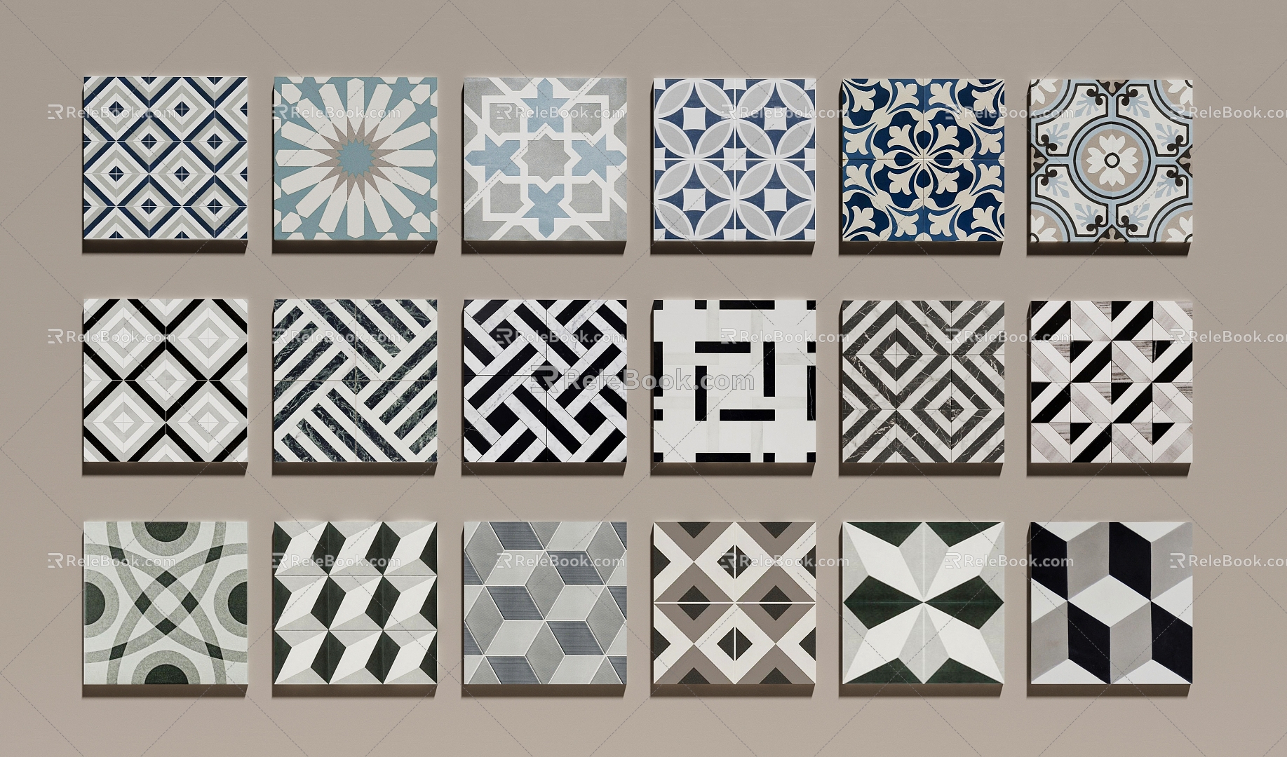 Stone mosaic floor tile mosaic floor tile tile 3d model