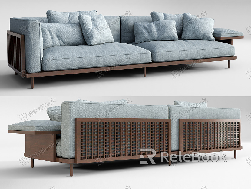 New Chinese Double Sofa Multi-Person Sofa model