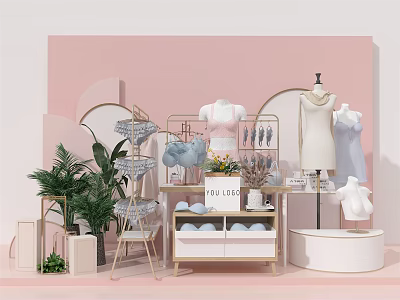Modern window lingerie shop 3d model