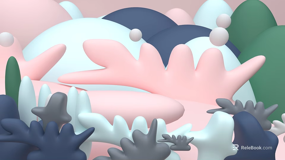 Abstract Colorful Shapes Art With Soft Pastel Tones And Rounded Forms 3d model 