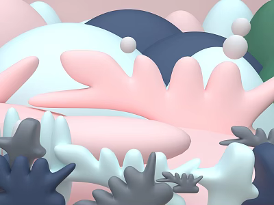 Abstract Colorful Shapes Art With Soft Pastel Tones And Rounded Forms 3d model