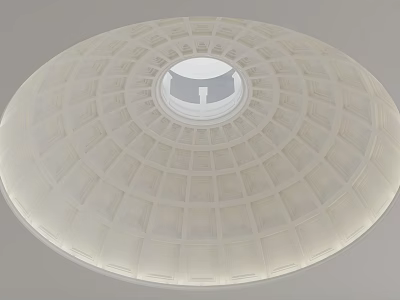 Circular Dome Ceiling Design With Grid Pattern Central Opening And White Finish 3d model