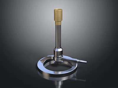 Industrial Metal Equipment With Golden Cylinder Silver Rod And Circular Stand 3d model