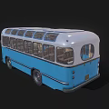 Vintage Blue And White Bus With Classic Retro Design And Large Windows