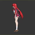 Game and Movie Character With Long Red Hair Pink Skirt White Top And Brown Shoes