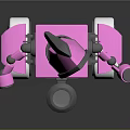 Cute Pink Cartoon Robot With Square Body White Wheels And Black Details