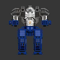 Game Movie Character Blue And Gray Armored Mechanical Robot With Detailed Structure