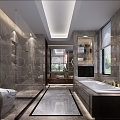 Hong Kong Style Light Luxury Toilet Shower Toilet Shower Room 3d model