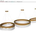Elegant Crystal Chandeliers with Golden Circular Frames Modern Luxurious Hanging Design 3d model