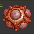 Gold Pink Spherical Decorative Clothing Accessory With Metallic Bulbous Dots And Ornate Edges