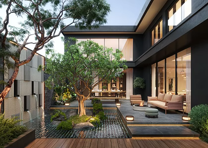 Modern courtyard landscape 3d model