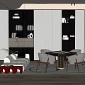 Modern Chess and Card Room Bookcase Mahjong Table Sofa 3d model