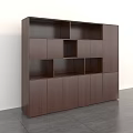 Sleek Modern Dark Wood Bookcase With Multiple Compartments And Cabinet Doors