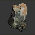 Natural Stone and Wood with Orange Green Hues and Textured Surfaces Design