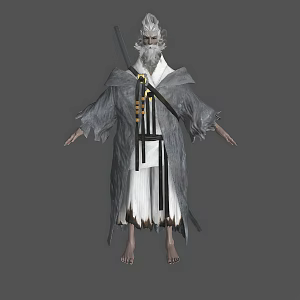 modern samurai modern realistic samurai japanese weapon old man katana 3d model