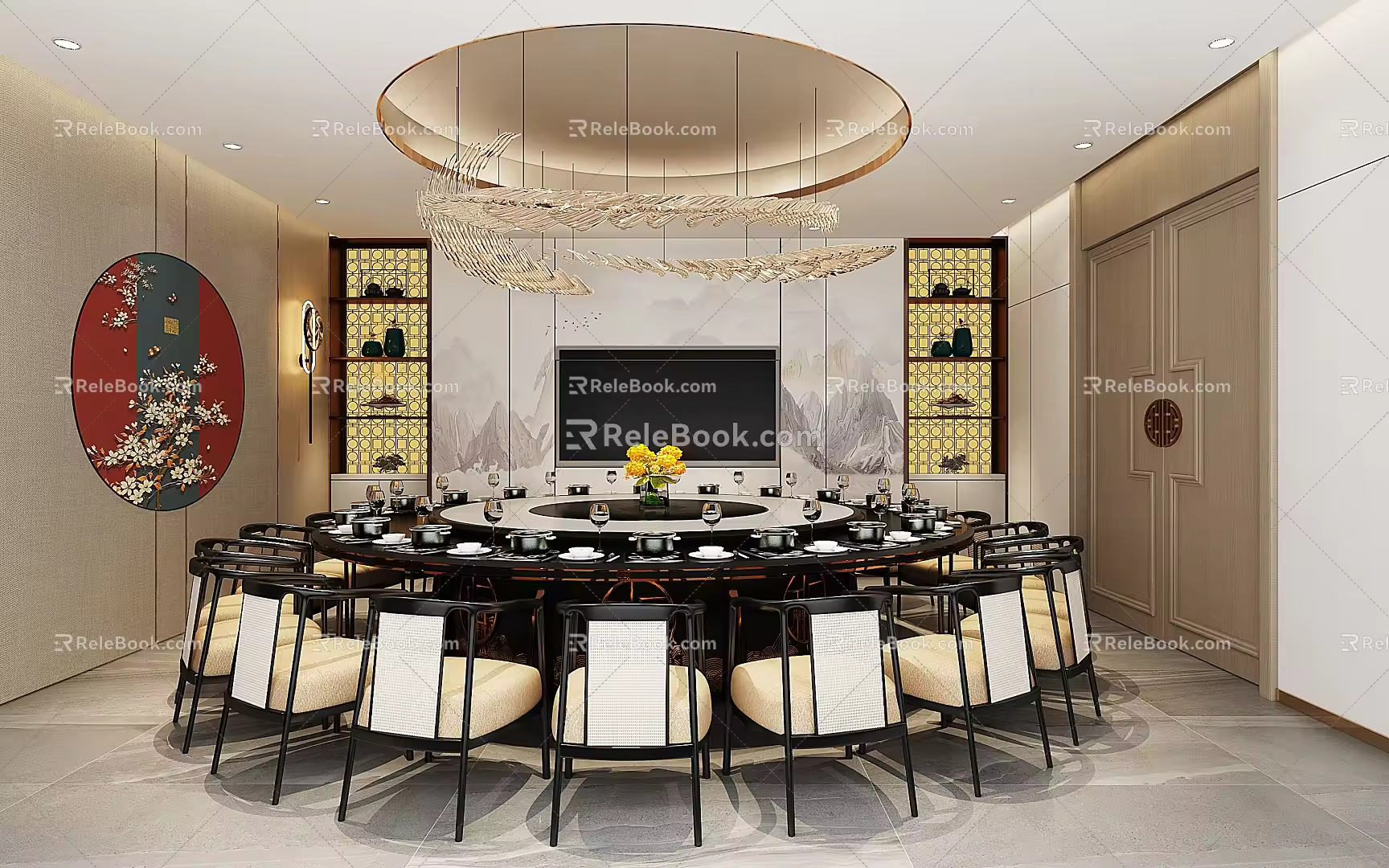 New Chinese-style private room large private room 3d model