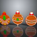 Festive Christmas Gingerbread Ornaments With Green Trees Yellow Stars And Red Bows