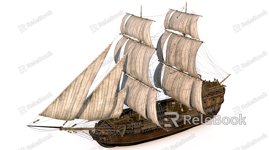 Cargo ship sailing ship model