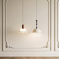 Modern Pendant Lights With Copper Base Glass Shade And White Dome On Decorative Wall