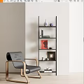 Simple Casual Chair Bookshelf 3d model