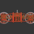 Red Heavy Duty Industrial Equipment With Multiple Wheels And Mechanical Structure 3d model