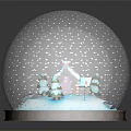 Snow Globe Decorative Ornament With Snow Scene Small House Christmas Trees Cars And Patterned Base