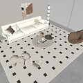 Modern Sofa Coffee Table Combination Hanging Picture Floor Lamp Side Table Lotus Leaf Chair 3d model