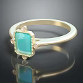 Elegant Gold Ring With Square Turquoise Gemstone And Small Diamond Accents