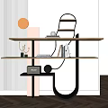 Modern Decorative Shelving Unit With Wooden Shelves Metal Frame And Books On Tiers
