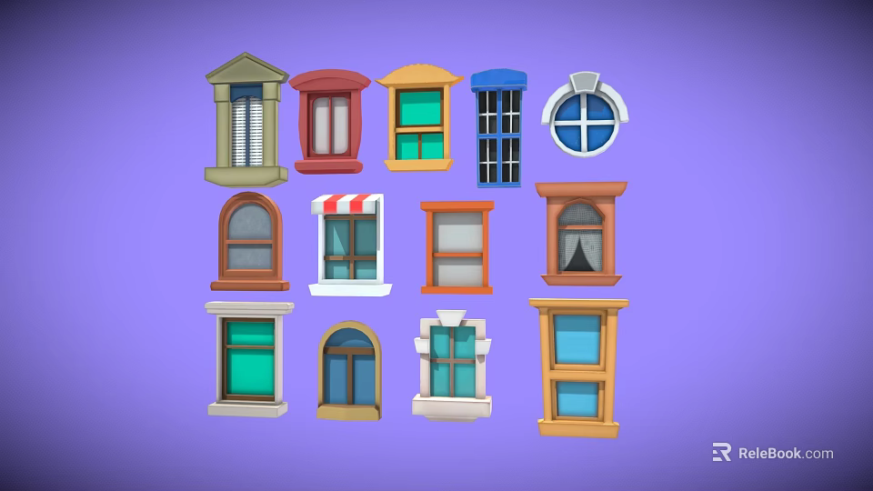 Colorful Casement Windows with Diverse Styles and Multiple Architectural Designs 3d model 