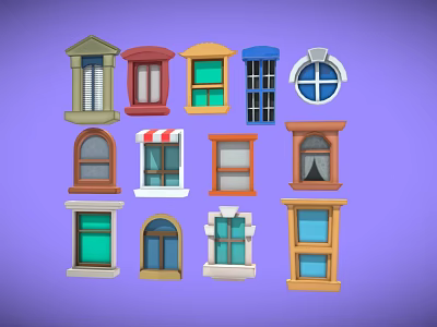 Cartoon window sill scene material animation material cartoon material 3d model