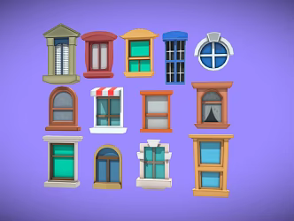 Cartoon window sill scene material animation material cartoon material 3d model