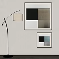Minimalist Wall Decor With Abstract Paintings And Modern Floor Lamp